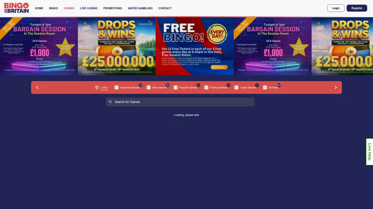 BingoBritain website homepage screenshot