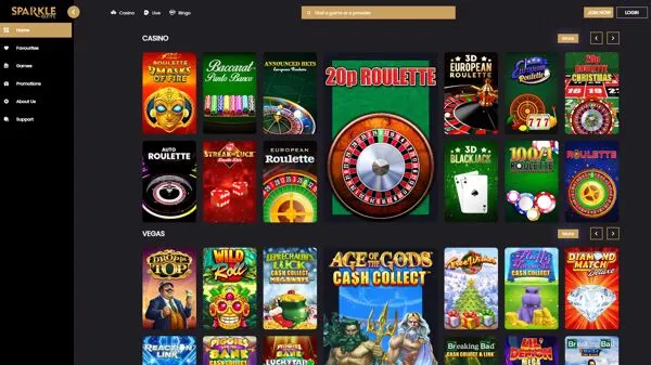Sparkle Slots archived casino website screenshot